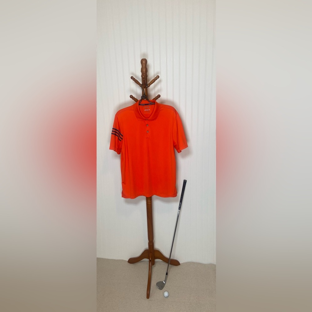 Adidas Golf Polo Shirt Men’s Large Orange ClimaCool